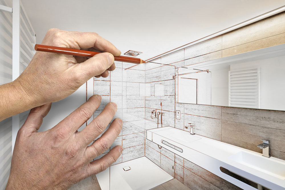 Drawing of a luxury bathroom remodel Ellecor Interior Design