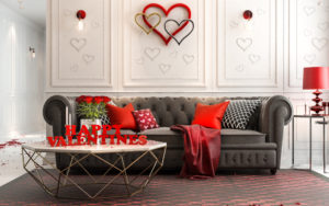 Luxurious room decorated for Valentine’s Day
